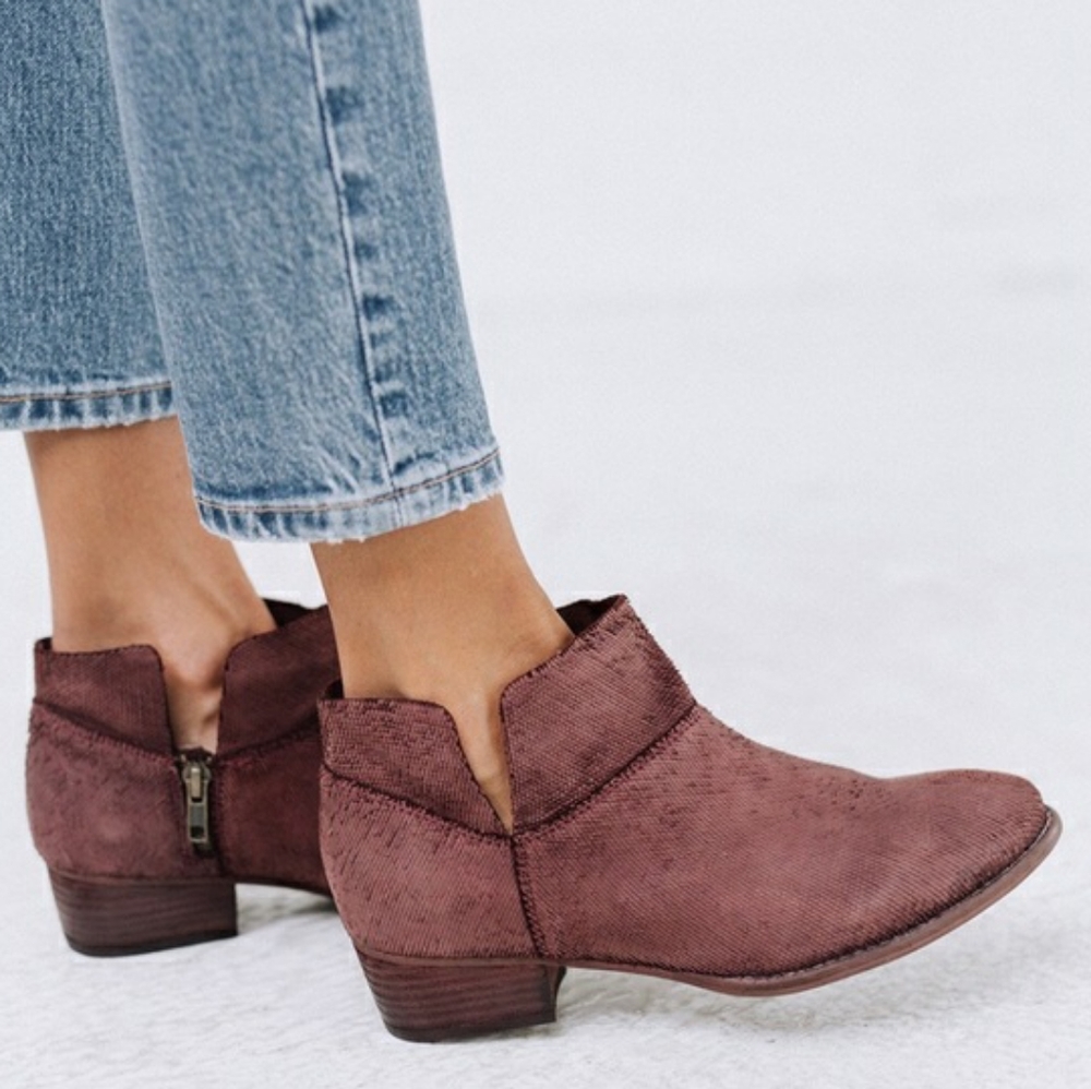 Seychelles Burgundy Towel Suede Snare Booties